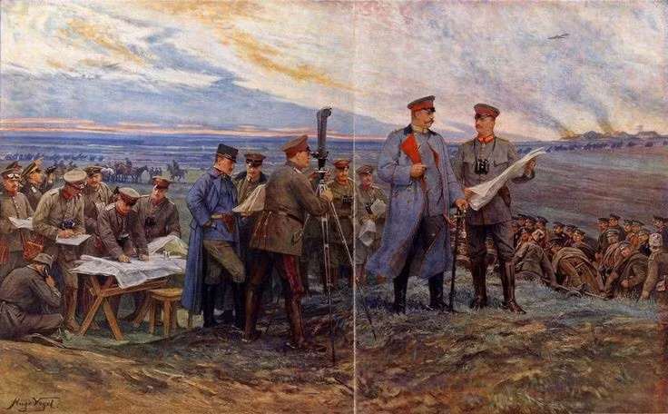 Quân Đức do tướng Hindenburg và Ludendorff chỉ huy. Hai vị tướng này sau đó trở thành anh hùng dân tộc và lãnh đạo quân đội Đức. Ảnh: Pinterest.