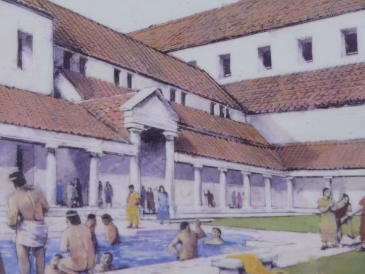 Giá vào cửa rẻ hoặc miễn phí. Chính quyền của đế chế La Mã khuyến khích mọi người sử dụng nhà tắm để bảo đảm sức khỏe cộng đồng. Ảnh: Pinterest.