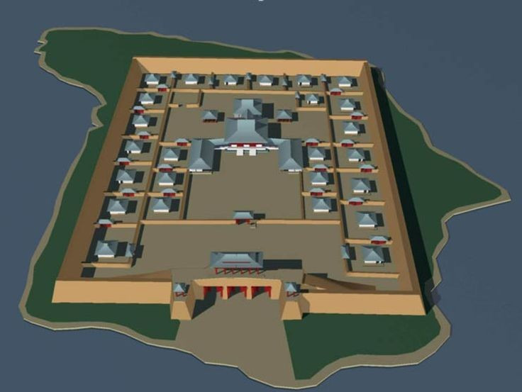 Có kiến trúc chịu ảnh hưởng Trung Hoa. Bố cục tường thành và cổng của pháo đài giống phong cách kiến trúc nhà Đường. Ảnh: Pinterest.