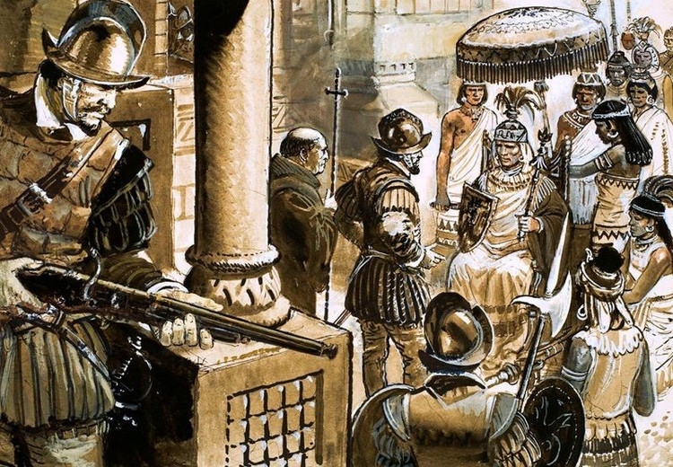 5. Dù đã nộp đủ vàng bạc, Atahualpa vẫn bị xử tử. Người Tây Ban Nha cáo buộc ông âm mưu nổi loạn và tuyên án tử hình, khiến lòng tin của người Inca vào kẻ xâm lược hoàn toàn sụp đổ. Ảnh: Pinterest.