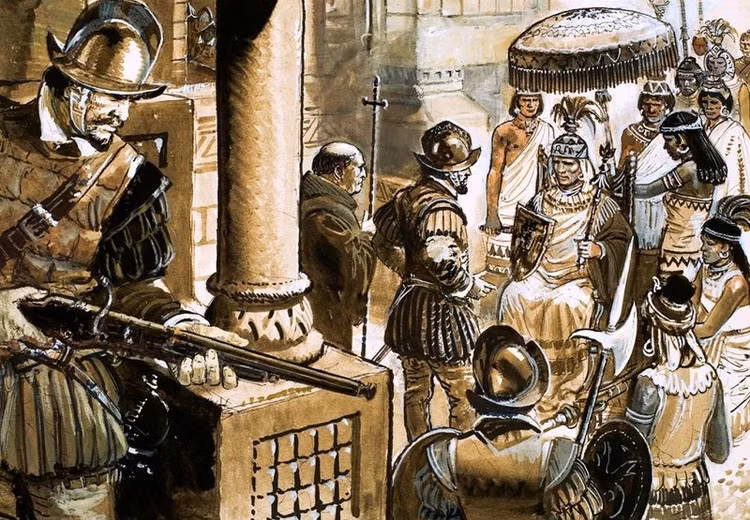 5. Dù đã nộp đủ vàng bạc, Atahualpa vẫn bị xử tử. Người Tây Ban Nha cáo buộc ông âm mưu nổi loạn và tuyên án tử hình, khiến lòng tin của người Inca vào kẻ xâm lược hoàn toàn sụp đổ. Ảnh: Pinterest.