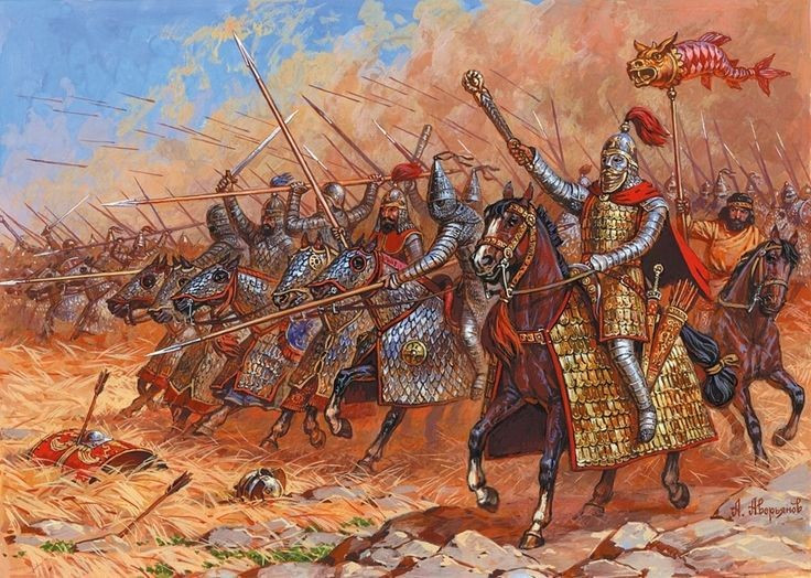 8. Trận Carrhae chấm dứt Liên minh Tam đầu chế. Cái chết của Crassus khiến thế cân bằng quyền lực giữa Julius Caesar và Pompey bị phá vỡ, dẫn đến nội chiến La Mã chỉ vài năm sau đó. Ảnh: Pinterest.