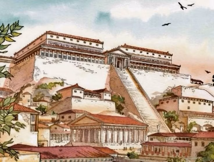 Pella từng là kinh đô của vương quốc Macedonia. Pella trở thành thủ đô của Macedonia vào cuối thế kỷ 5 trước Công nguyên, thay thế thành phố Aigai trước đó. Từ đây, các vị vua Macedonia đã điều hành vương quốc và mở rộng quyền lực ra khắp khu vực Balkan. Nhờ vị trí thuận lợi gần biển và các tuyến thương mại, Pella nhanh chóng phát triển thành một đô thị thịnh vượng. Ảnh: Pinterest.