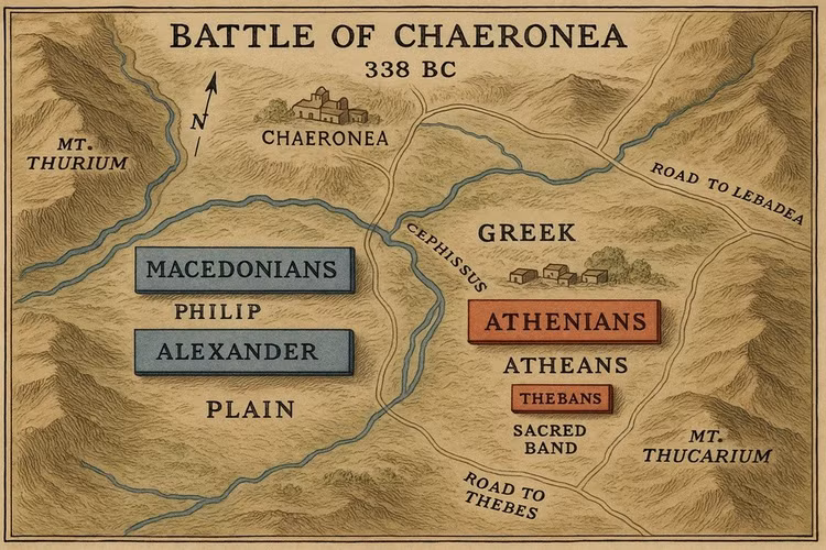 7. Tầm quan trọng trong lịch sử quân sự. Trận Chaeronea là minh chứng điển hình cho việc kết hợp chiến thuật, kỷ luật và vũ khí vượt trội để đánh bại liên minh đông đảo hơn. Ảnh: sevenswords.uk.