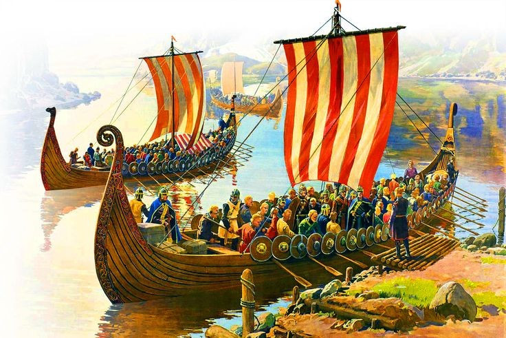Không chỉ dùng cho chiến tranh. Nhiều thuyền Viking còn dùng để buôn bán, khám phá và di cư đến vùng đất mới. Ảnh: Pinterest.