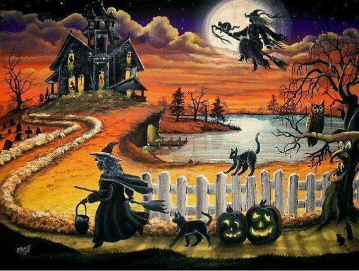 Đêm của nỗi sợ và sự kết nối. Halloween là dịp con người đối diện với nỗi sợ hãi nguyên thủy về cái chết và bóng tối. Dưới lớp hóa trang ma quái và tiếng cười vang trên phố, vẫn ẩn chứa một ý nghĩa sâu xa: tưởng nhớ những linh hồn đã khuất và nhắc nhở rằng ranh giới giữa sống và chết, thực và hư, đôi khi chỉ mỏng manh như một làn khói trong đêm gió lạnh. Ảnh: Pinterest.