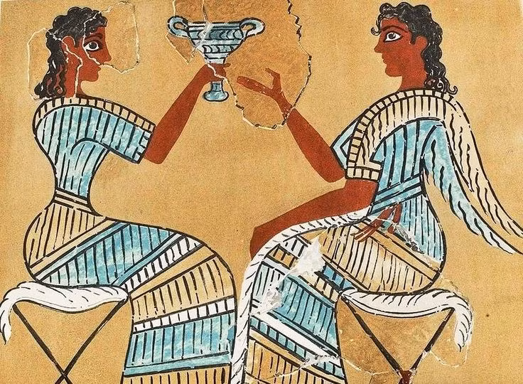 Tôn giáo và nghi lễ đề cao sự sống. Biểu tượng bò mộng, nữ thần sinh sản và nghi lễ nhảy qua bò phản ánh một thế giới quan tôn vinh thiên nhiên, sinh sôi hơn là bạo lực. Ảnh: Pinterest.