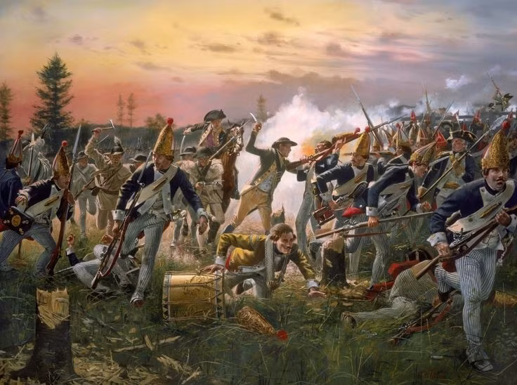 8. Trận Saratoga được xem là "bước ngoặt của cuộc chiến". Chiến thắng không chỉ nâng cao tinh thần dân thuộc địa mà còn thay đổi cán cân ngoại giao, khiến Anh đối mặt với nhiều mặt trận hơn. Ảnh: Pinterest.