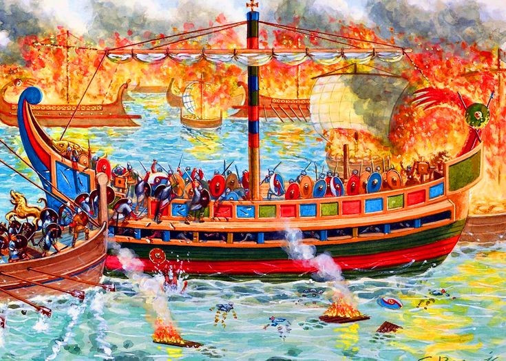 Hạm đội La Mã được tái xây dựng hoàn toàn. Sau nhiều thất bại, La Mã huy động nguồn lực khổng lồ từ người dân để đóng tàu mới. Ảnh: Pinterest.