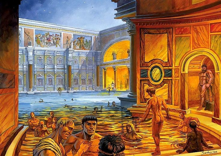 Nguồn nước được dẫn qua hệ thống máng dẫn. Những đường dẫn nước đồ sộ đưa nước sạch vào nhà tắm liên tục . Ảnh: Pinterest.