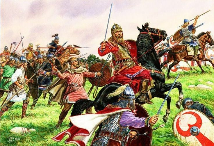 Trận Adrianople (378). Kỵ binh Goth bất ngờ xuất hiện trên chiến trường đã nghiền nát quân đội La Mã, hạ sát Hoàng đế Valens, đánh dấu sự suy yếu nghiêm trọng của bộ binh La Mã cổ điển. Ảnh: Pinterest.