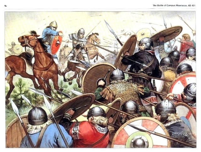 6. Vai trò quan trọng của tướng La Mã Aetius. Flavius Aetius, dù chỉ huy một đạo quân pha trộn gồm nhiều sắc tộc, đã thể hiện tài thao lược xuất sắc trong việc tổ chức và giữ vững liên minh chống lại người Hung Nô. Ảnh: Pinterest.