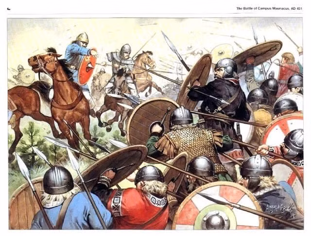 6. Vai trò quan trọng của tướng La Mã Aetius. Flavius Aetius, dù chỉ huy một đạo quân pha trộn gồm nhiều sắc tộc, đã thể hiện tài thao lược xuất sắc trong việc tổ chức và giữ vững liên minh chống lại người Hung Nô. Ảnh: Pinterest.