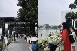 Không gian nghệ thuật bên hồ Gươm thu hút du khách cuối tuần