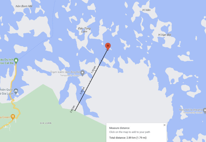 Tọa độ vớt được hai thi thể và mảnh vỡ nghi của máy bay Bell 505, số hiệu VN-8650 gặp nạn. Ảnh dantri