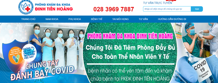 Thông tin quảng cáo về Phòng khám Đa khoa Đinh Tiên Hoàng trên website https://phongkhamdinhtienhoang.vn - Ảnh chụp màn hình