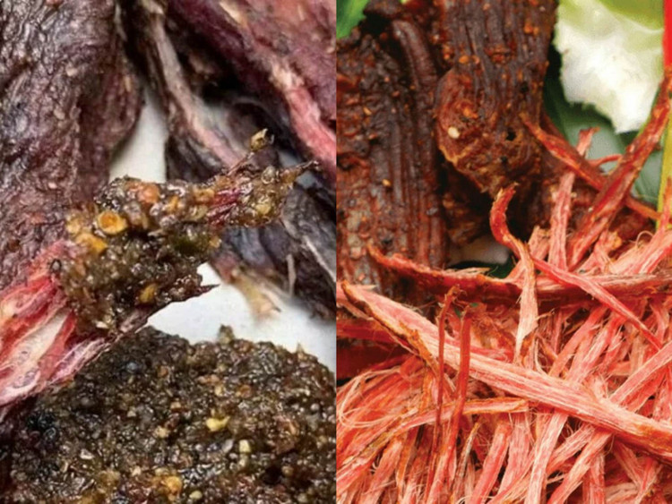 Bên trái là thịt trâu, bên phải là thịt lợn