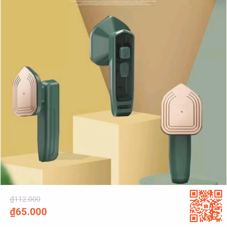 Bàn ủi hơi nước cầm tay màu xanh siêu hot, giá bán chỉ 65.000 đồng đang rao bán trên Shopee.