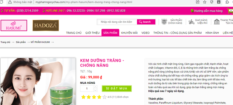 Sản phẩm Kem dưỡng trắng - Chống nắng (Nhãn hàng HASUMI) được đăng bán trên trên http://www.myphamngocychau.com/