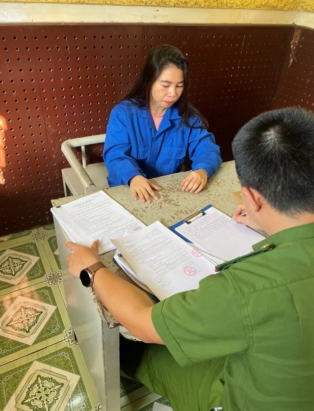 Đối tượng Hà Thị Kiều tại cơ quan công an.