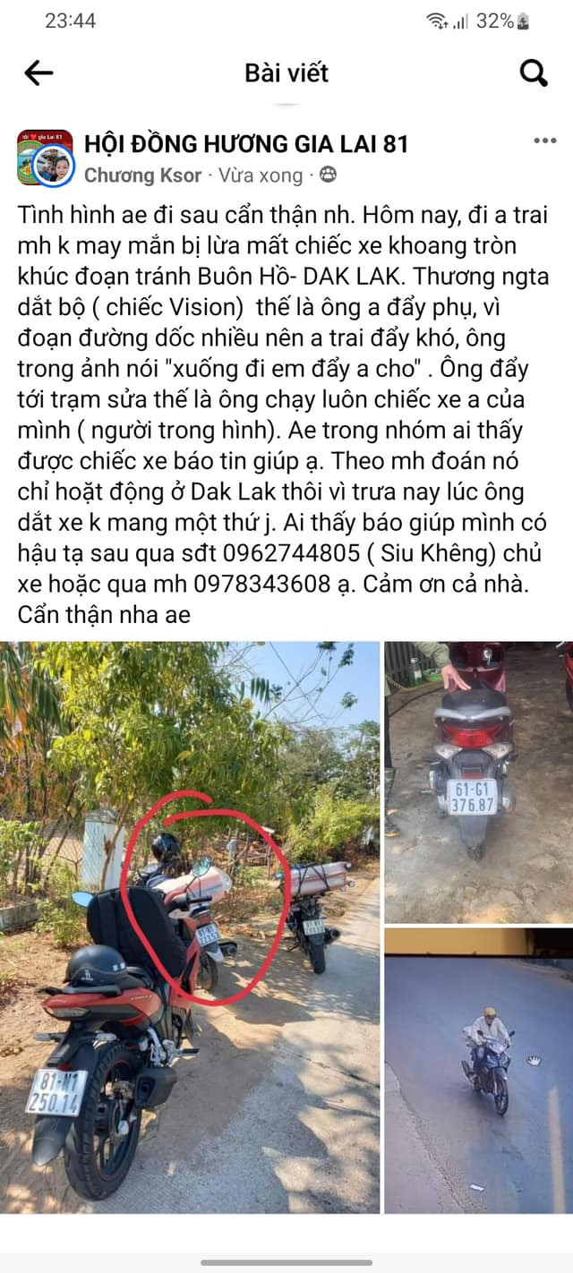 Bài đăng trên mạng xã hội của anh Ksor Chương.