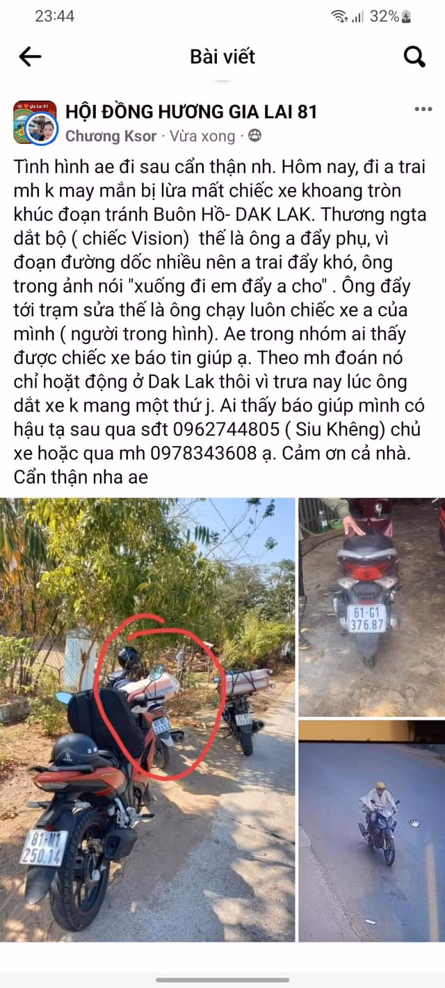 Bài đăng trên mạng xã hội của anh Ksor Chương.
