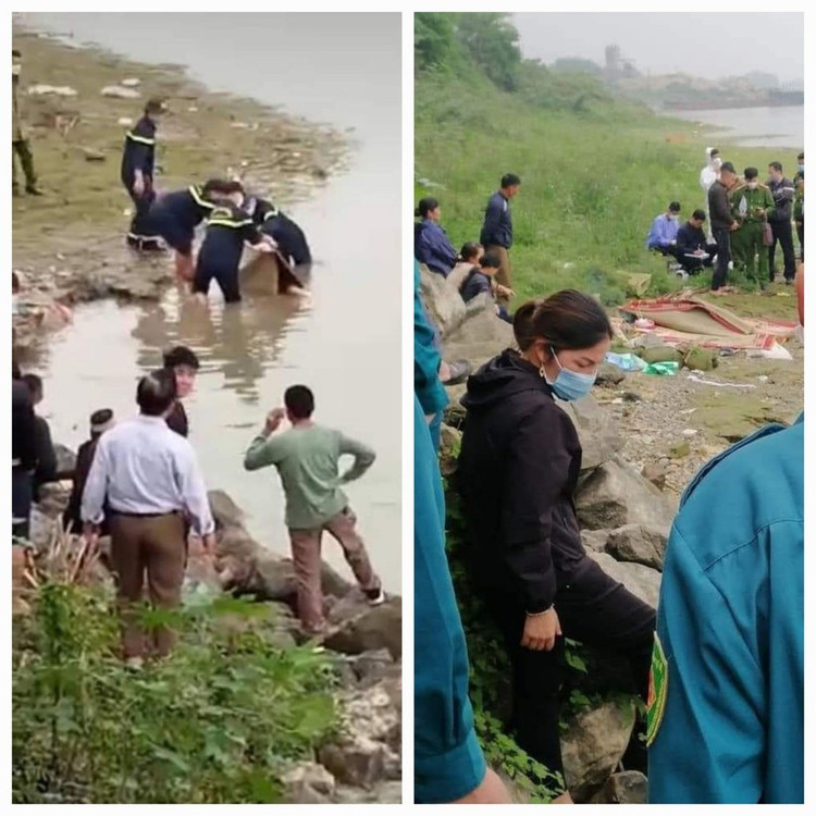 Thi thể chị T.M.S. được phát hiện trên sông Lô. Ảnh Vietnamnet