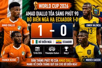 [INFOGRAPHIC] Amad Diallo ghi bàn phút 90, Bờ Biển Ngà đánh bại Ecuador