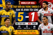 [INFOGRAPHIC] Thụy Điển đè bẹp Tunisia 5-1, Yasin Ayari lập cú đúp