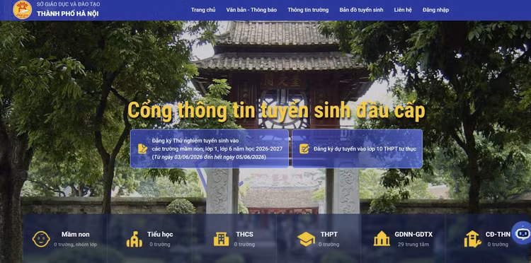 Cổng thông tin tuyển sinh đầu cấp của thành phố.