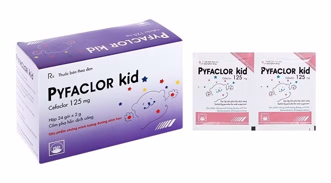 Sản phẩm Cốm pha hỗn dịch uống Pyfaclor Kid (Cefaclor 125mg). Ảnh chụp màn hình/Nguồn thuonghieucongluan.vn