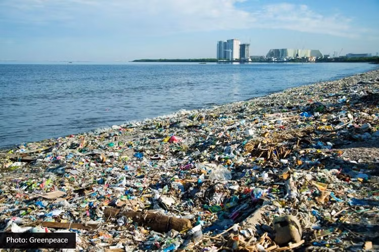 Ô nhiễm nhựa tại một vùng biển ở Philippines. Ảnh: CNA