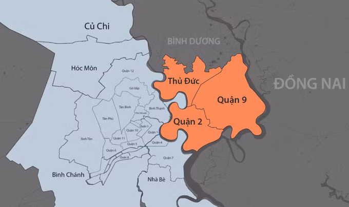 Nhiều cử tri quận 2 không đồng ý tên TP Thủ Đức ảnh 2 Thành phố dự kiến gồm ba quận: 2, 9 và Thủ Đức. Đồ họa: Khánh Hoàng.