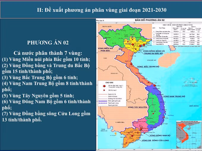 Phương án phân vùng theo hướng mở rộng đồng bằng sông Hồng (phươn án hai). Ảnh: VGP