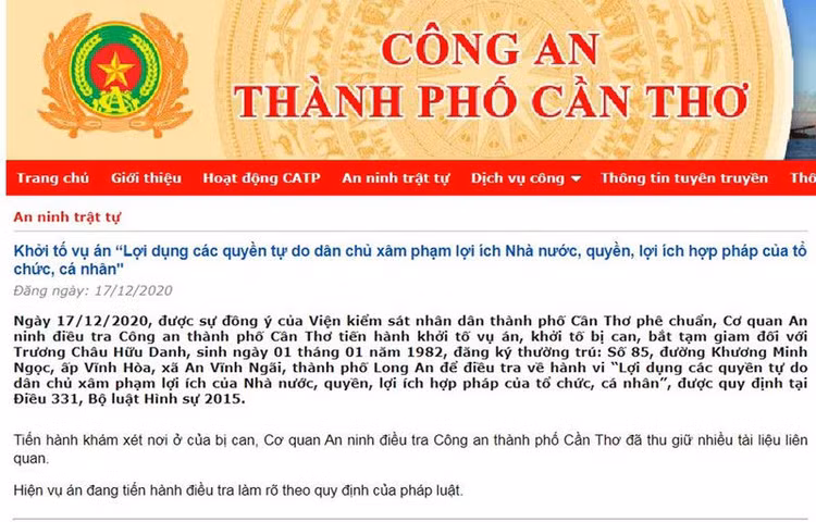Bắt tạm giam Facebooker Trương Châu Hữu Danh - ảnh 1