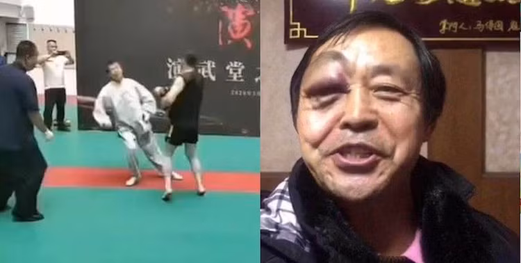 Đại sư Thái Cực Quyền bị đánh sưng húp mắt, thua đo ván sau 30 giây - 1