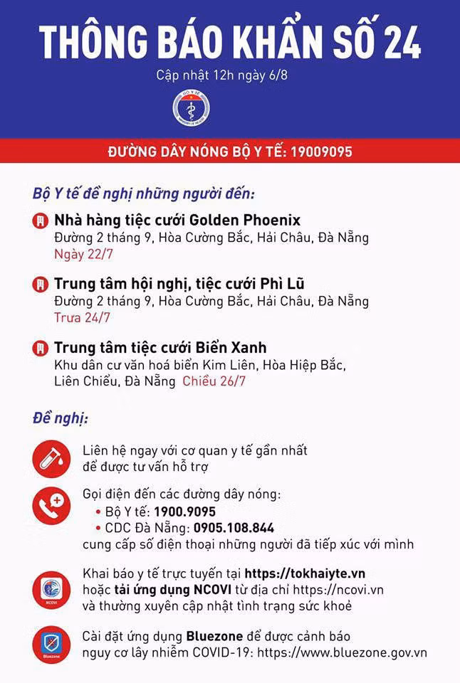 Bộ Y tế truy tìm khẩn người đến 3 địa điểm tổ chức tiệc cưới của Đà Nẵng - 1