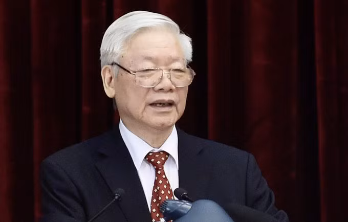 Tổng bí thư, Chủ tịch nước Nguyễn Phú Trọng phát biểu khai mạc Hội nghị Trung ương 14, sáng 14/12. Ảnh: VGP/Nhật Bắc