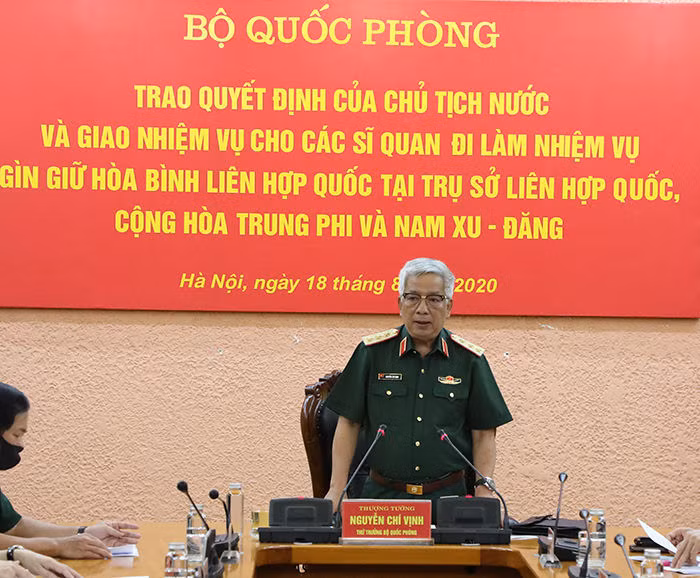 Thượng tướng Nguyễn Chí Vịnh phát biểu tại buổi lễ.