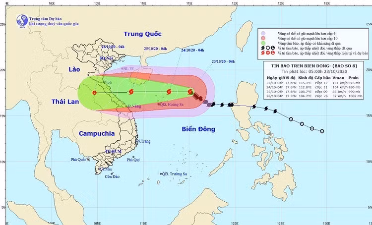 Bão số 8 gió giật cấp 15, hướng thẳng vào Hà Tĩnh - Quảng Trị