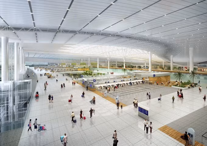 Nhiều dự án giao thông trọng điểm khởi công năm 2021 ảnh 1 Khu vực làm thủ tục tại nhà ga sân bay Long Thành. Ảnh: ACV