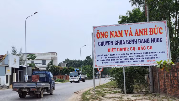 Xu ly bien quang cao “Chua benh bang nuoc” o Quang Ngai