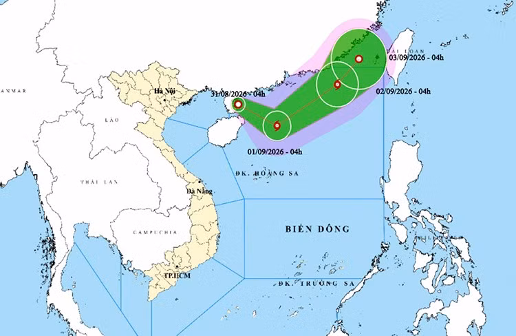 Vị trí và đường đi của áp thấp nhiệt đới. Ảnh: thoitietvietnam.gov.vn