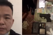 Nguyễn Xuân Thái cùng tang vật thu giữ tại nhà của Thái.