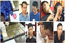 Các đối tượng và tang vật vụ án. Ảnh: Công an cung cấp.