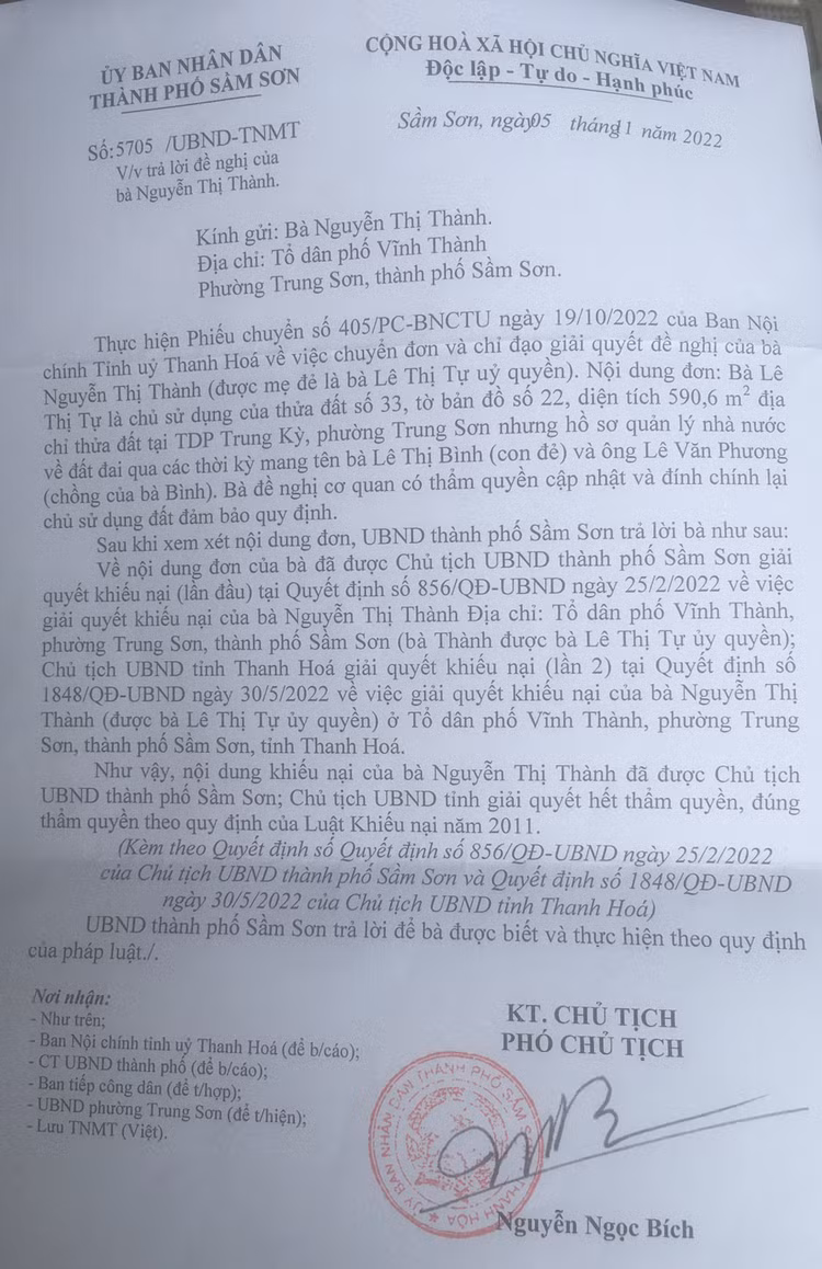 Dân bức xúc vì cho rằng UBND TP Sầm Sơn trả lời chưa thỏa đáng - Hình 4 Dan buc xuc vi cho rang UBND TP Sam Son tra loi chua thoa dang-Hinh-4