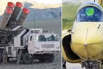 Hệ thống phóng từ HQ-9 (bên trái) và máy bay chiến đấu JF-17.