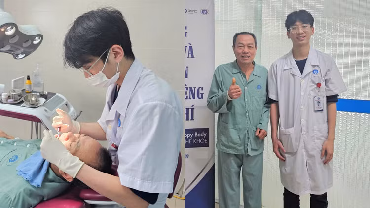 Hình ảnh bác sĩ đang thăm khám cho người bệnh và niềm vui của người bệnh trước khi ra viện - Ảnh BVCC